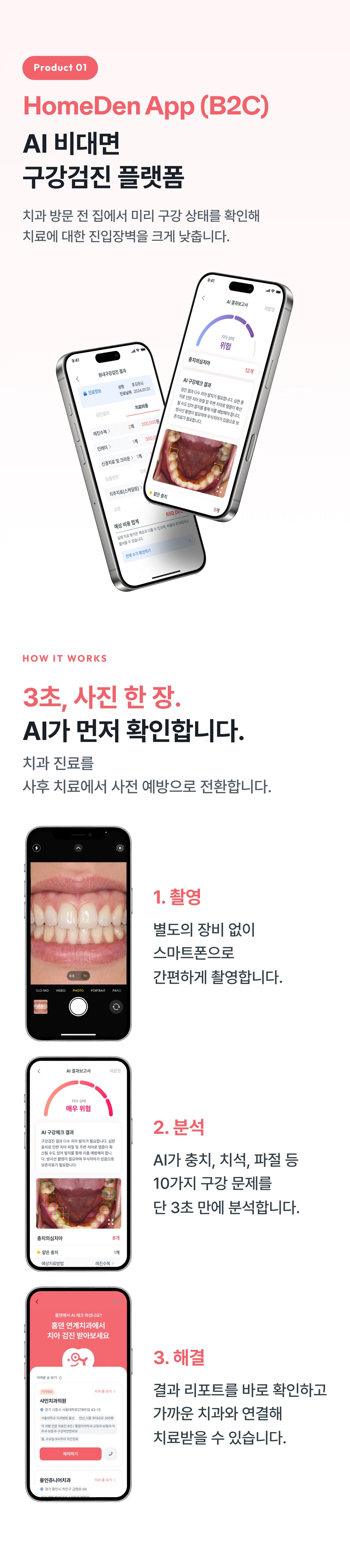 HomeDen 앱: AI 원격 구강검진, 세 단계로 알아보기